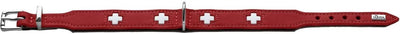 HUNTER SWISS Hundehalsband, Leder, hochwertig, schweizer Kreuz, 32 (XS), rot/schwarz rot/schwarz 32