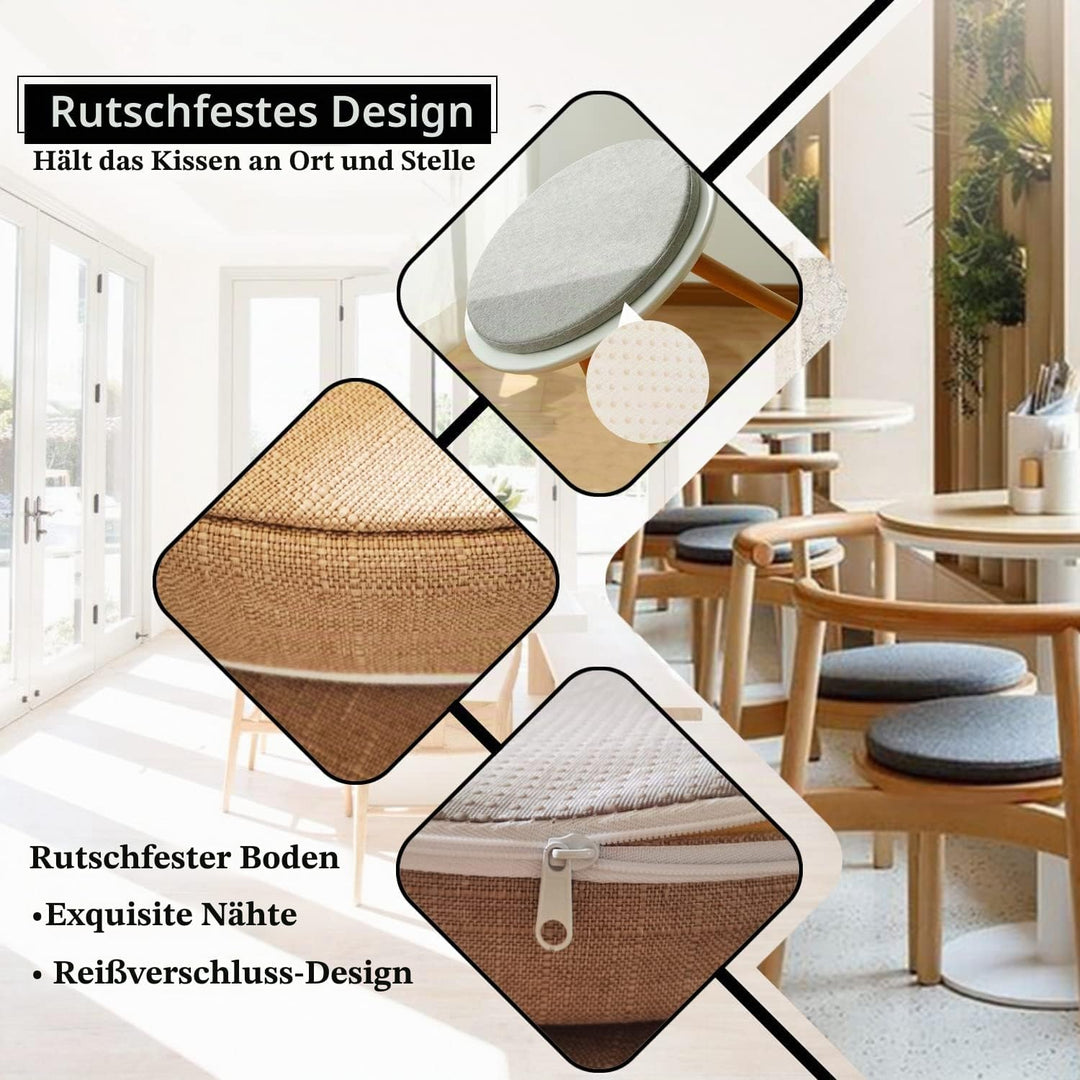 Rund Sitzkissen Stuhlkissen 30 X 30 X 5CM(1 Pieces) Leinen Sitzpolster Abnehmbares Memory Schaum Run