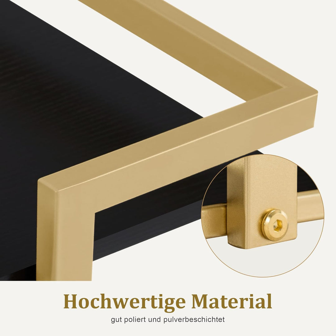 M MCombo Servierwagen mit Rollen, Küchenwagen Barwagen Metallgestell Schwarz-Gold, Moderne Rollwagen