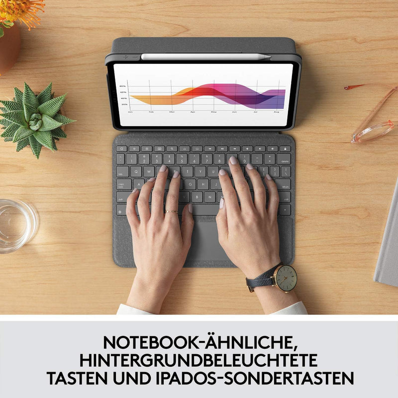 Logitech Folio Touch Hülle Tastatur, Trackpad und Smart Connector für iPad Air 4. Gen 5. Gen 2020, 2