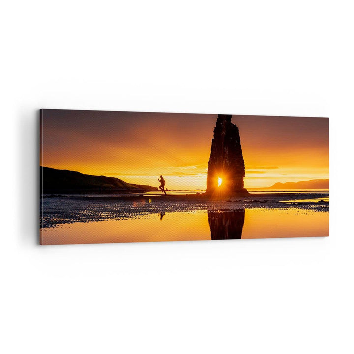 Panorama Bilder auf Leinwand 100x40cm Leinwandbild Meer Felsen Wasser Gross Wanddeko Bild Schlafzimm