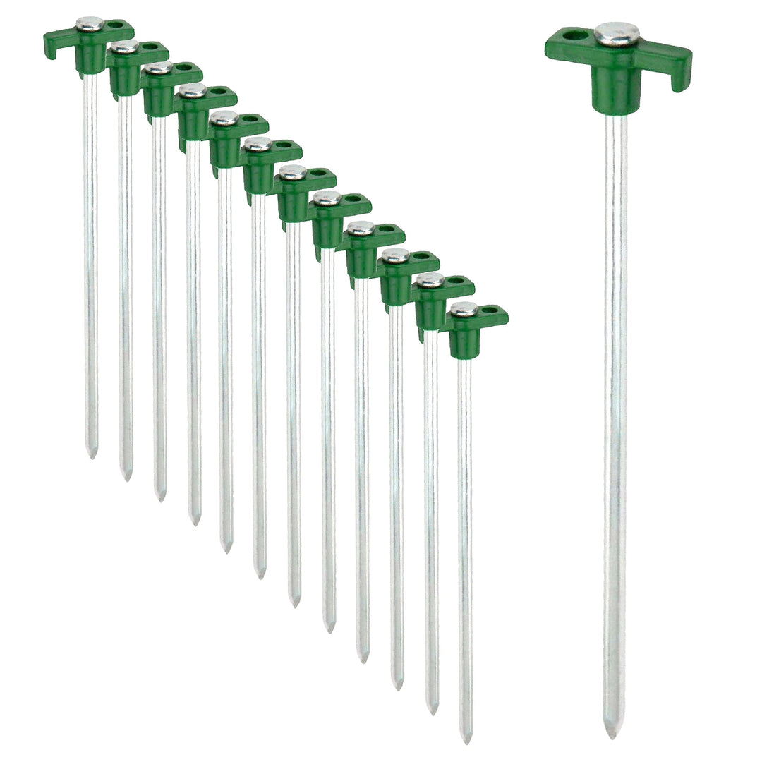 ToCi 12x Zelt-Heringe aus Stahl - Robuste Erdnägel mit Halterung aus Kunststoff - Felsbodenheringe f