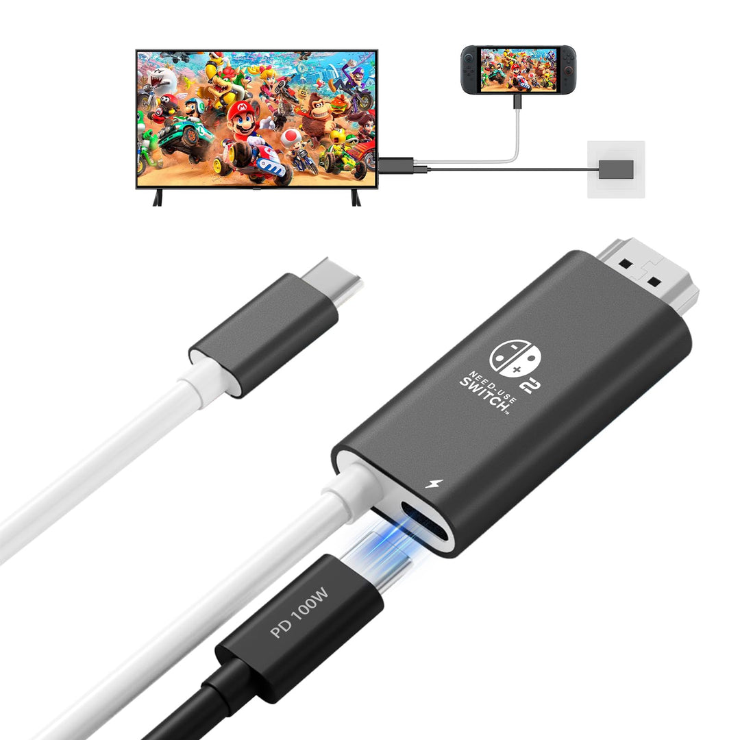 Switch 2 Dock, Tragbare Docking Station für Nintendo Switch 2/1/OLED, USB C auf HDMI Kabel Adapter m
