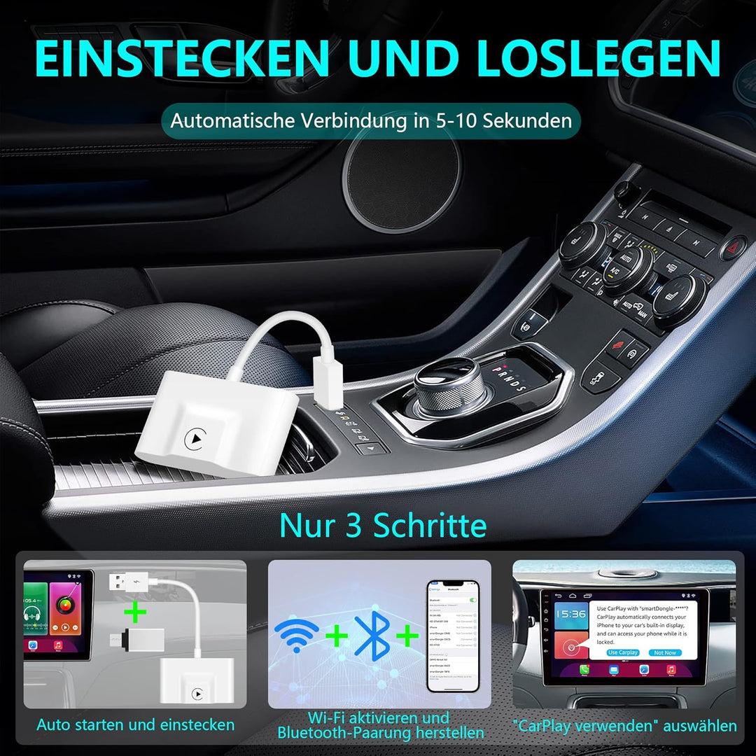 Carplay Wireless Adapter für iPhone, Apple Wireless Carplay Adapter Dongle Konvertieren Verkabeltem