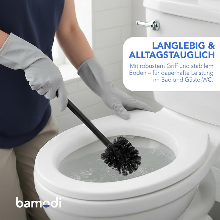 Bamodi Klobürste Schwarz WC-Bürsten und Halter - Toiletten Silicon Brush - Toilettenbürste mit steif