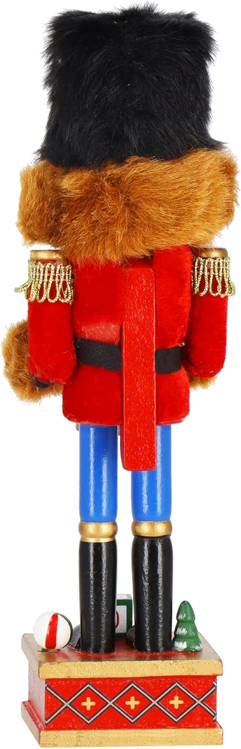 SPRINGOS Nussknacker-Bär mit Militärmütze und Trommel 37,5 cm Dekofigur Weihnachtsdekoration Braun,