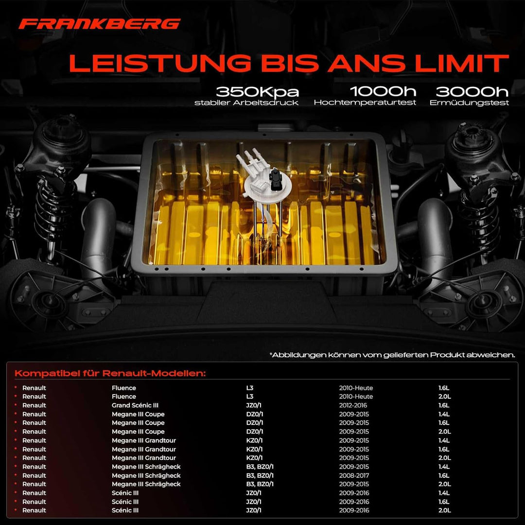 Kraftstoffpumpe Benzinpumpe für Fluence L30_ Grand Scénic III JZ0/1 Megane III DZ0/1 KZ0/1 BZ0 Scéni