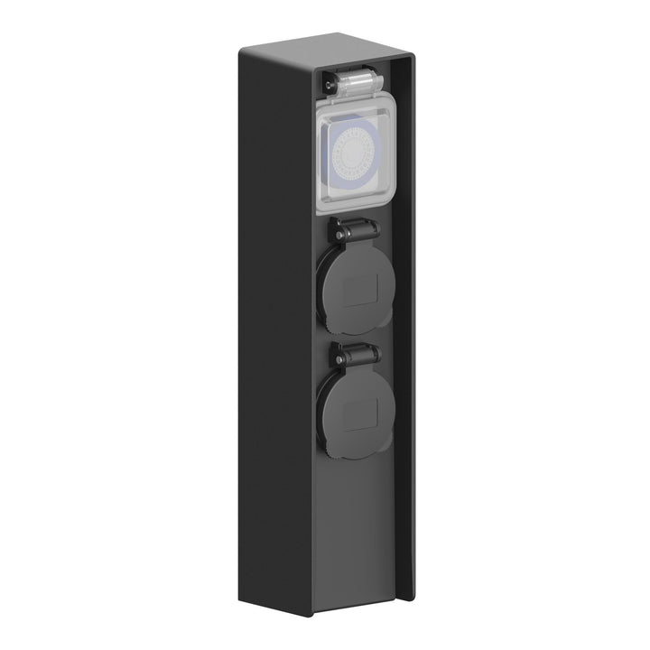 Ledvion - Aussensteckdose mit Pfahl, Inkl. Timer, 2 Steckdosen, Wasserdicht IP44, 3 Jahre Garantie