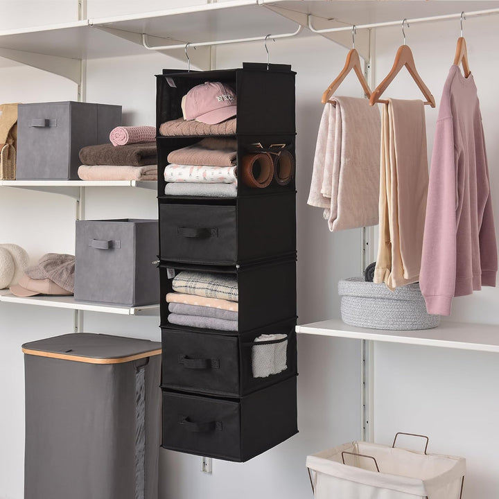 GRANNY SAYS Hängeorganizer Schrank, 1 Stück Hängeregal Stoff mit Schubladen, Schwarz Hängeaufbewahru