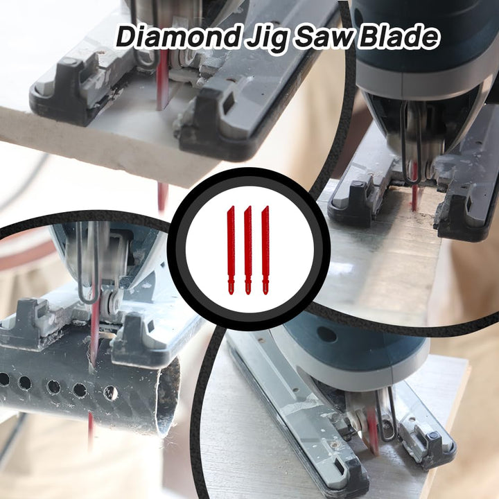 FOCSTOL Diamant-Stichsägeblatt - 3 Stück 100mm Trennscheibe mit T-Schaft für Fiberglas Marmor Kunsts