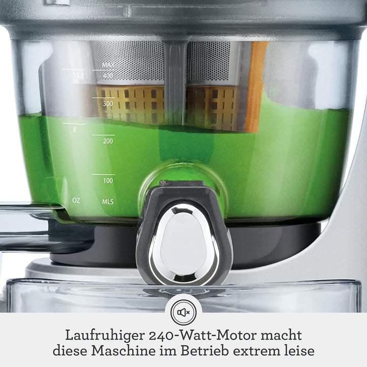 Sage Appliances Big Squeeze Saftpresse, gebürsteter Edelstahl, SJS700SIL Slow Juicer mit 1,2l Saftkr