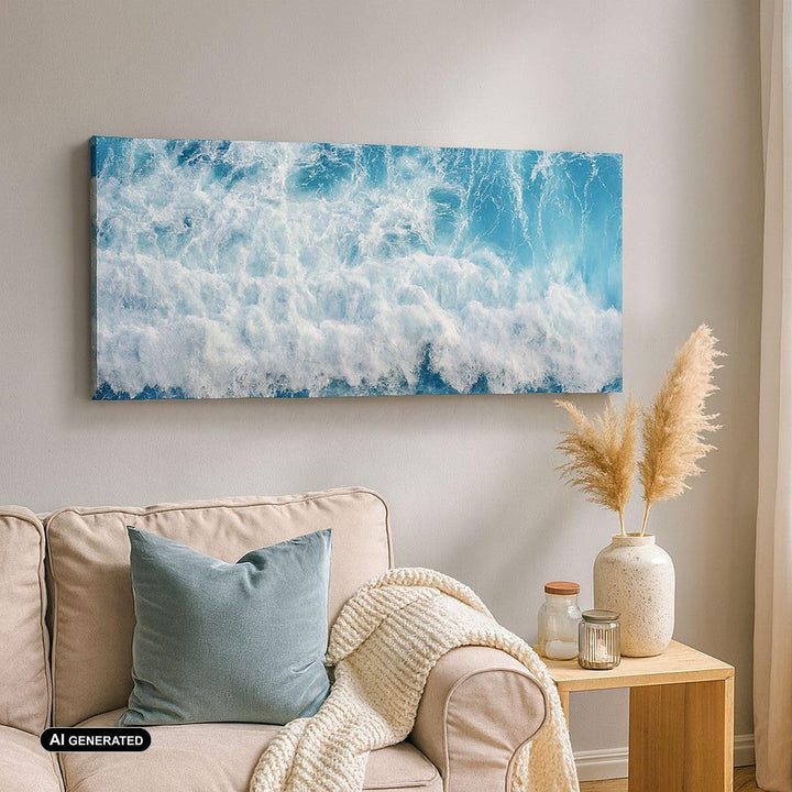 Wandbilder Dekoration Wohnzimmer Meer Welle Ozean Panorama Bilder auf Leinwand 120x50cm Leinwandbild
