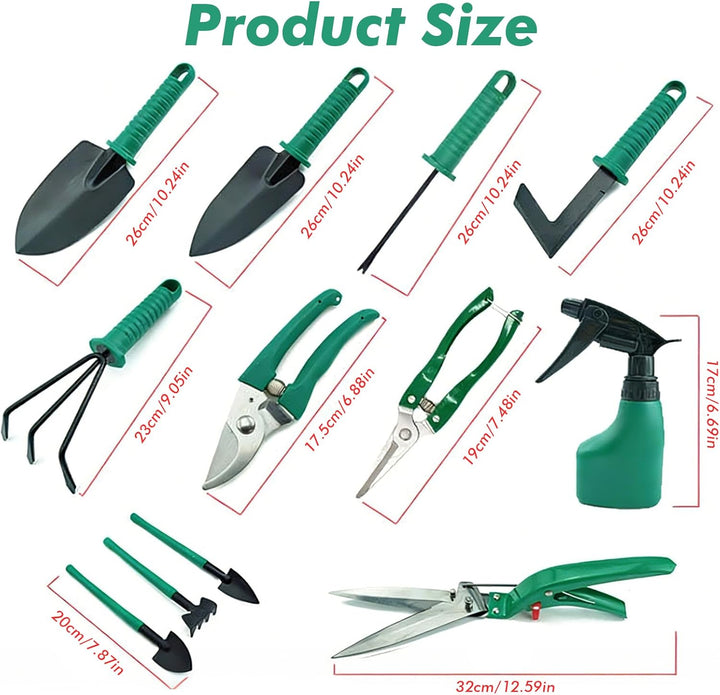 12 Gartenwerkzeug Set,Garden Tool Kit with Outdoor Hand Tools,Grass Shears,Storage Tote Bag,Garden T