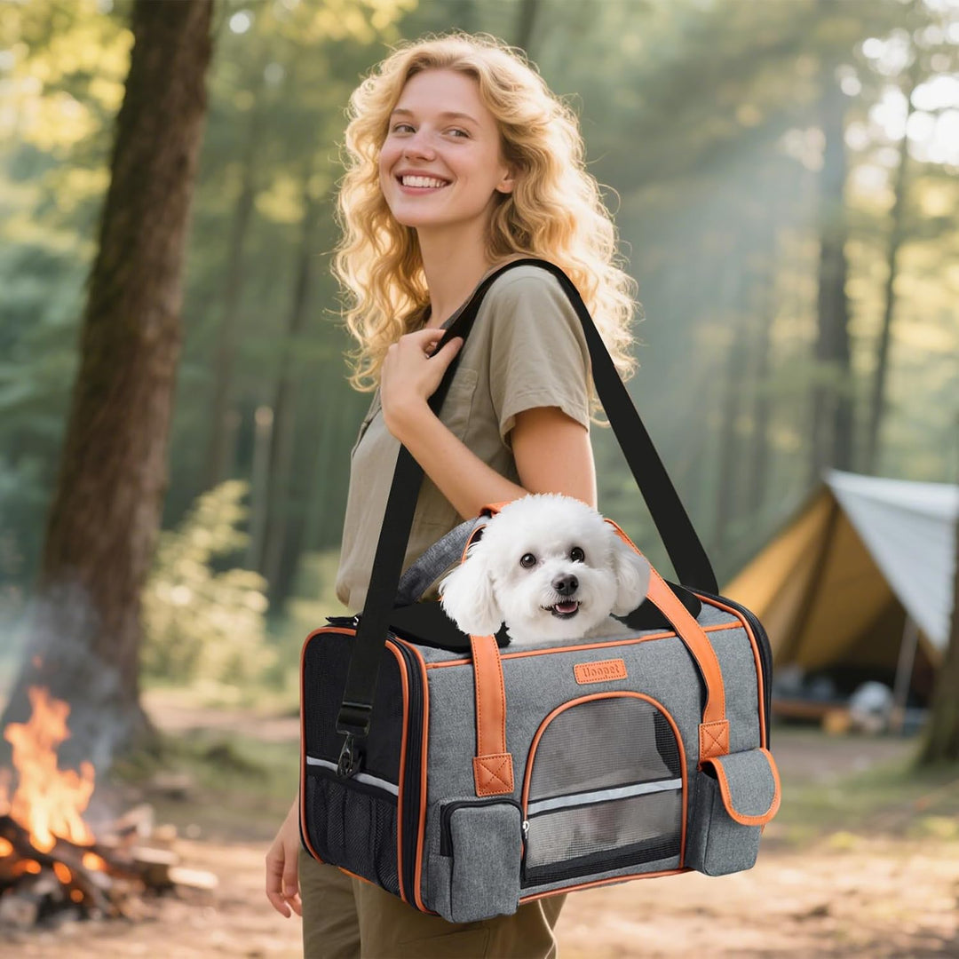 PETCUTE Transportbox Katze und Hunde,Katzentransportbox mit Abnehmbare Matte,Faltbare Atmungsaktiv K