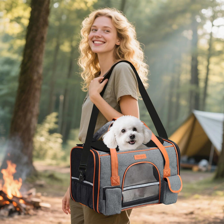 PETCUTE Transportbox Katze und Hunde,Katzentransportbox mit Abnehmbare Matte,Faltbare Atmungsaktiv K