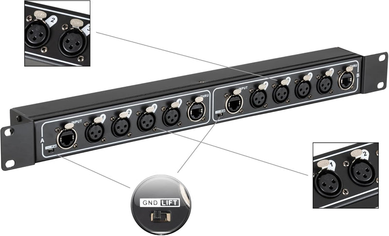 Pronomic NetCore SR-3F Multicore-Rackbox F/F Dual - RRackeinheit mit 2x 4 XLR-Buchsen (female) und 4