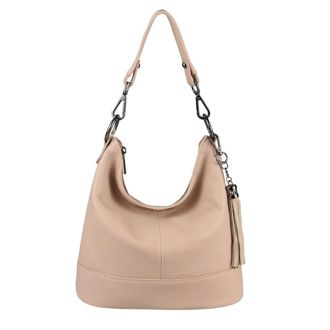 ITALYSHOP24 OBC Made in Italy Damen Leder Tasche Umhängetasche Shopper Schultertasche Handtasche Cro
