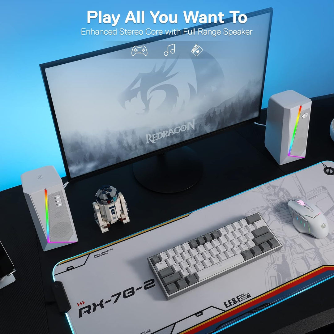Redragon GS520 RGB-Desktop-Lautsprecher, 2.0-Kanal-PC-Stereo-mit 6bunten LED-Modi,verbessertem Klang