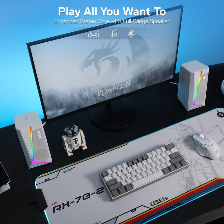 Redragon GS520 RGB-Desktop-Lautsprecher, 2.0-Kanal-PC-Stereo-mit 6bunten LED-Modi,verbessertem Klang