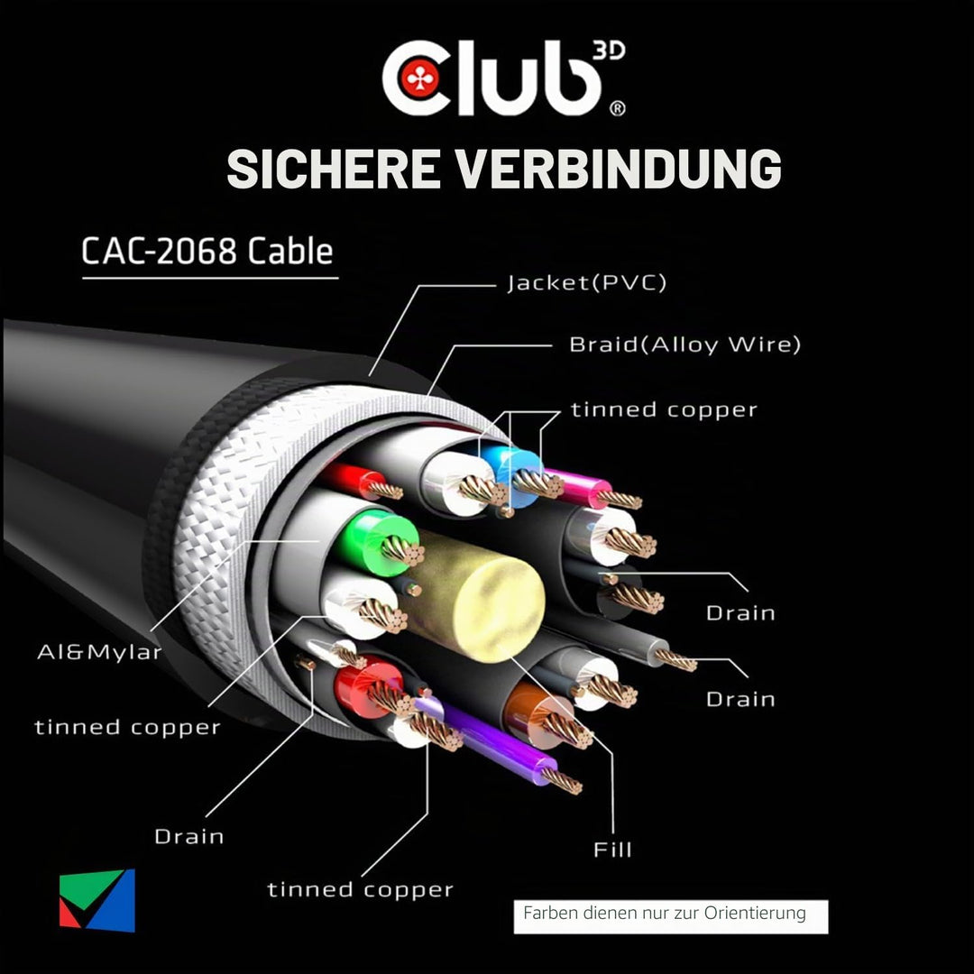 Club 3D 2m DisplayPort 1.4 8K schwarz schwarz 2.00 m 2 m, VESA-Stecker-Stecker, schwarz 2.00 m 2 m,