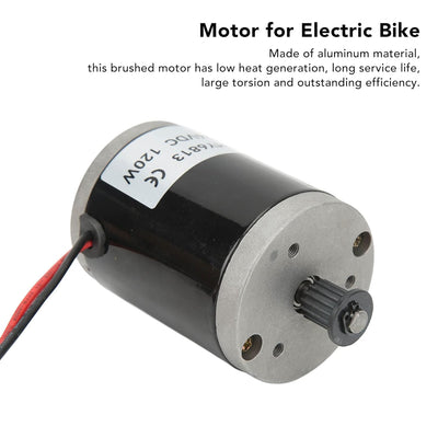 BuyWeek 24V 120W gebürsteter Motor, Aluminium-Elektroroller-Motor mit 420 Riemen für Elektro-Fahrrad