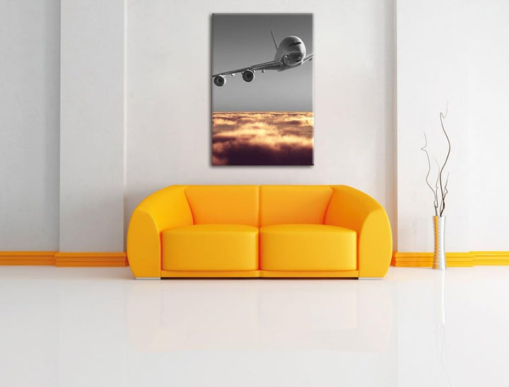 Pixxprint Flugzeug über Wolkenmeer als Leinwandbild/Grösse: 100x70 cm/Wandbild/Kunstdruck/fertig bes