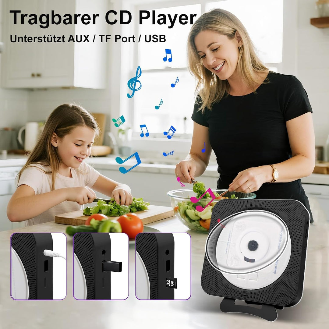 Canareen CD Player Boombox - Upgrade Bluetooth Lautsprecher mit Staubschutzhülle & LED Bildschirm |