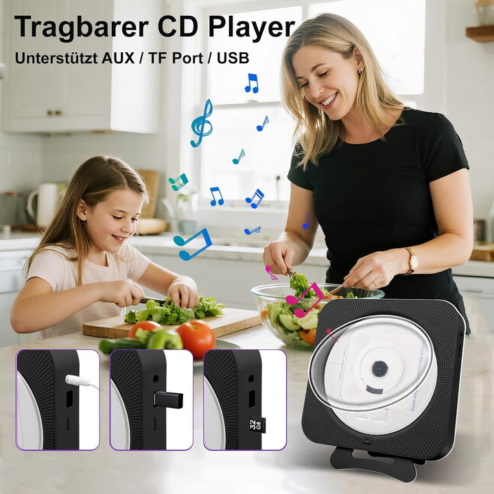 Canareen CD Player Boombox - Upgrade Bluetooth Lautsprecher mit Staubschutzhülle & LED Bildschirm |