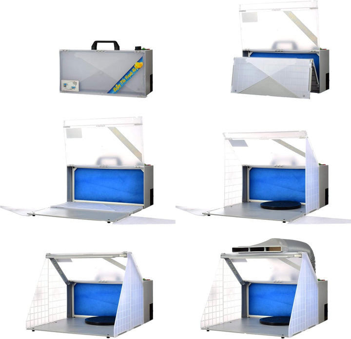 Tragbar Airbrush Lackierkabine mit drehbarer Plattform, Spritzkabine, Sprühkabine mit Led Beleuchtun