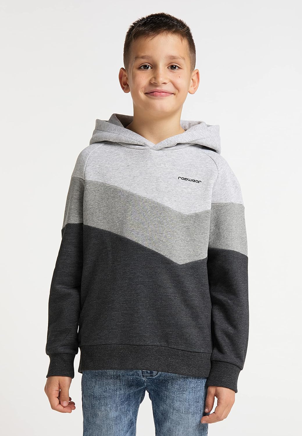 Ragwear Jungen Kinder Seatshirt VENDELIN Sweater mit Kapuze, Kapuzenpullover in Color-Blocking Desig