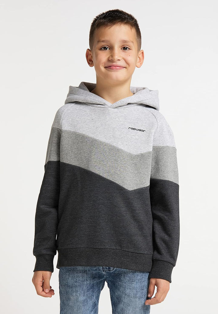 Ragwear Jungen Kinder Seatshirt VENDELIN Sweater mit Kapuze, Kapuzenpullover in Color-Blocking Desig