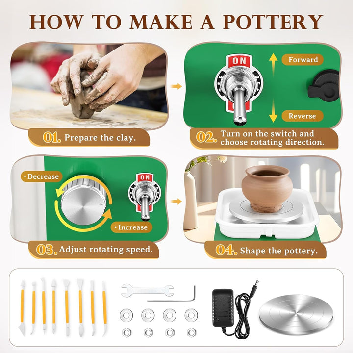 Töpferscheibe, Kooeuru Töpferscheibe Elektrisch 2000 U/min Einstellbare Geschwindigkeit, Pottery Whe
