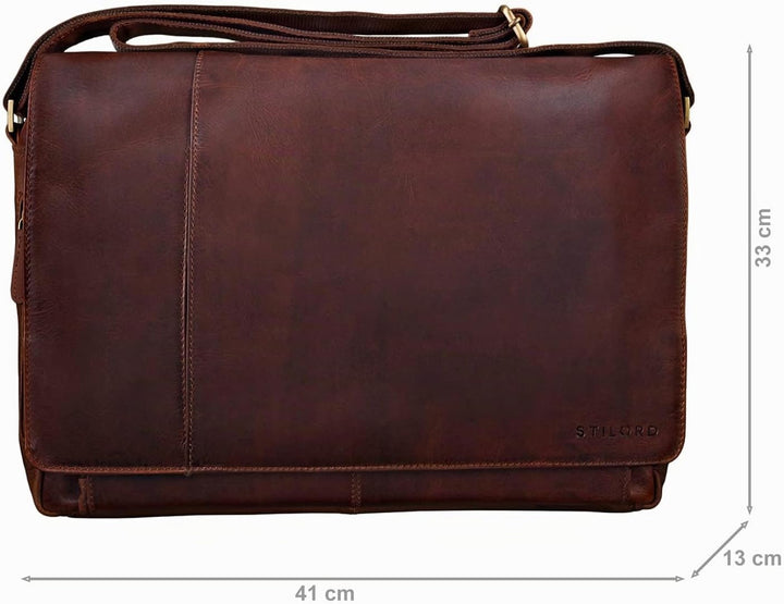 STILORD Vintage Umhängetasche Leder gross für Herren Damen 15.6 Zoll Laptoptasche Unitasche Bürotasc