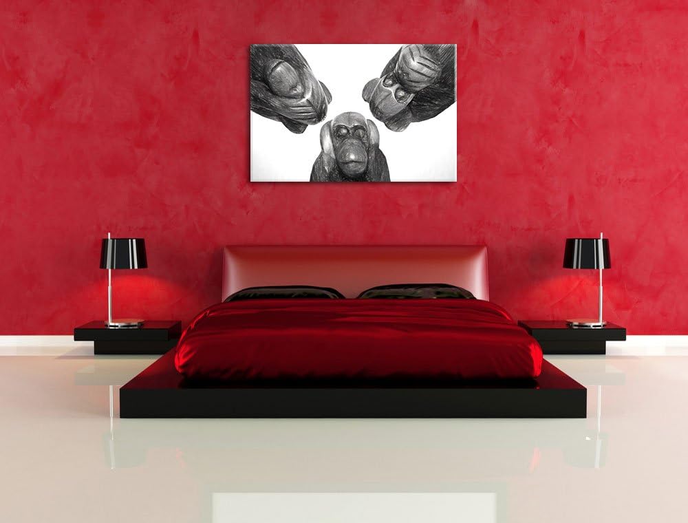 Pixxprint Nichts hören/sehen/Sagen als Leinwandbild/Grösse: 100x70 cm/Wandbild/Kunstdruck/fertig bes