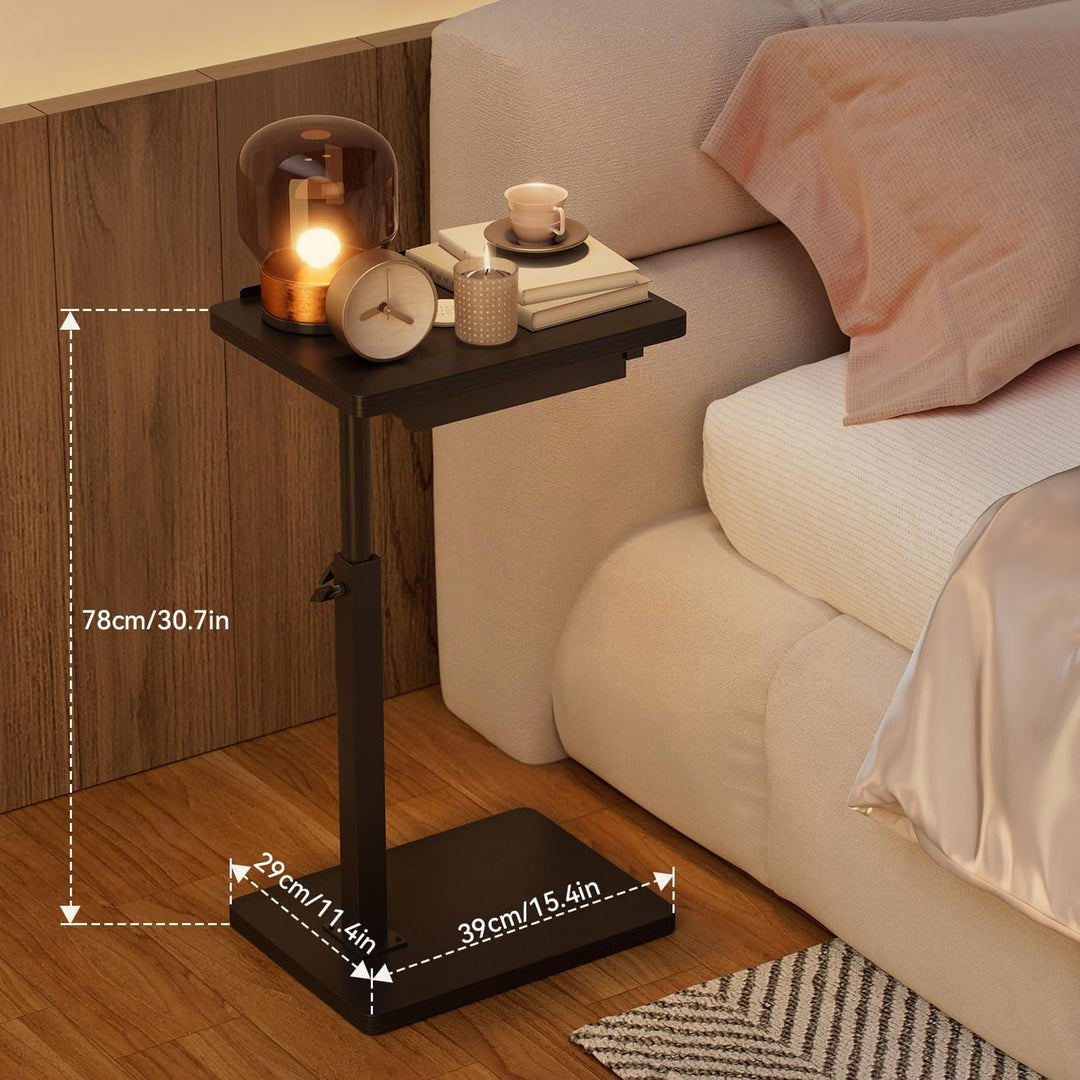 IBUYKE Beistelltisch C Form, 360° Rotierbarer/Höhenverstellbar/Flip Sofatisch, für Telefon/Tablet/La
