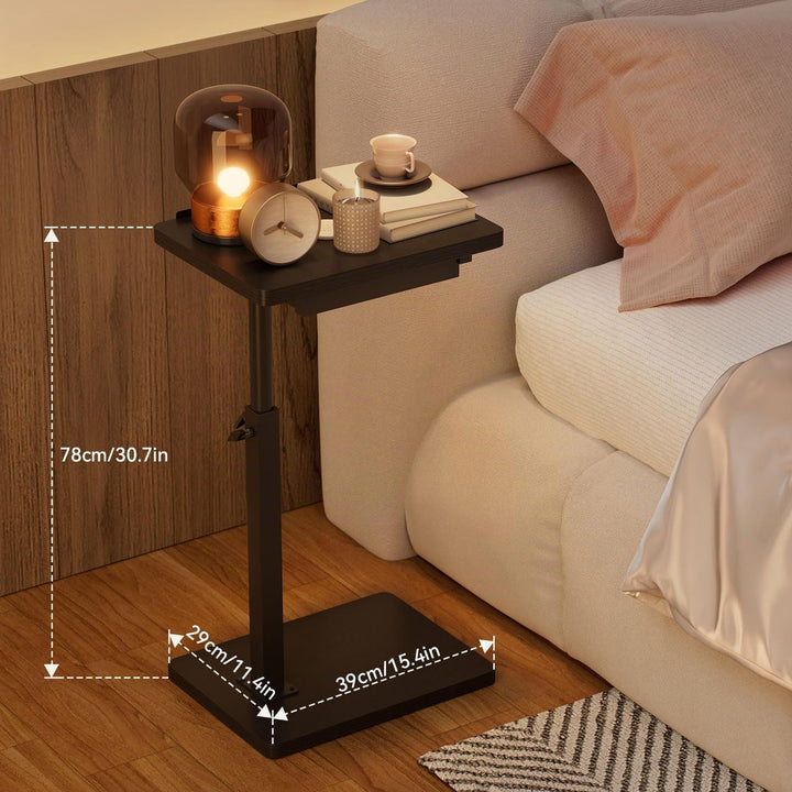 IBUYKE Beistelltisch C Form, 360° Rotierbarer/Höhenverstellbar/Flip Sofatisch, für Telefon/Tablet/La