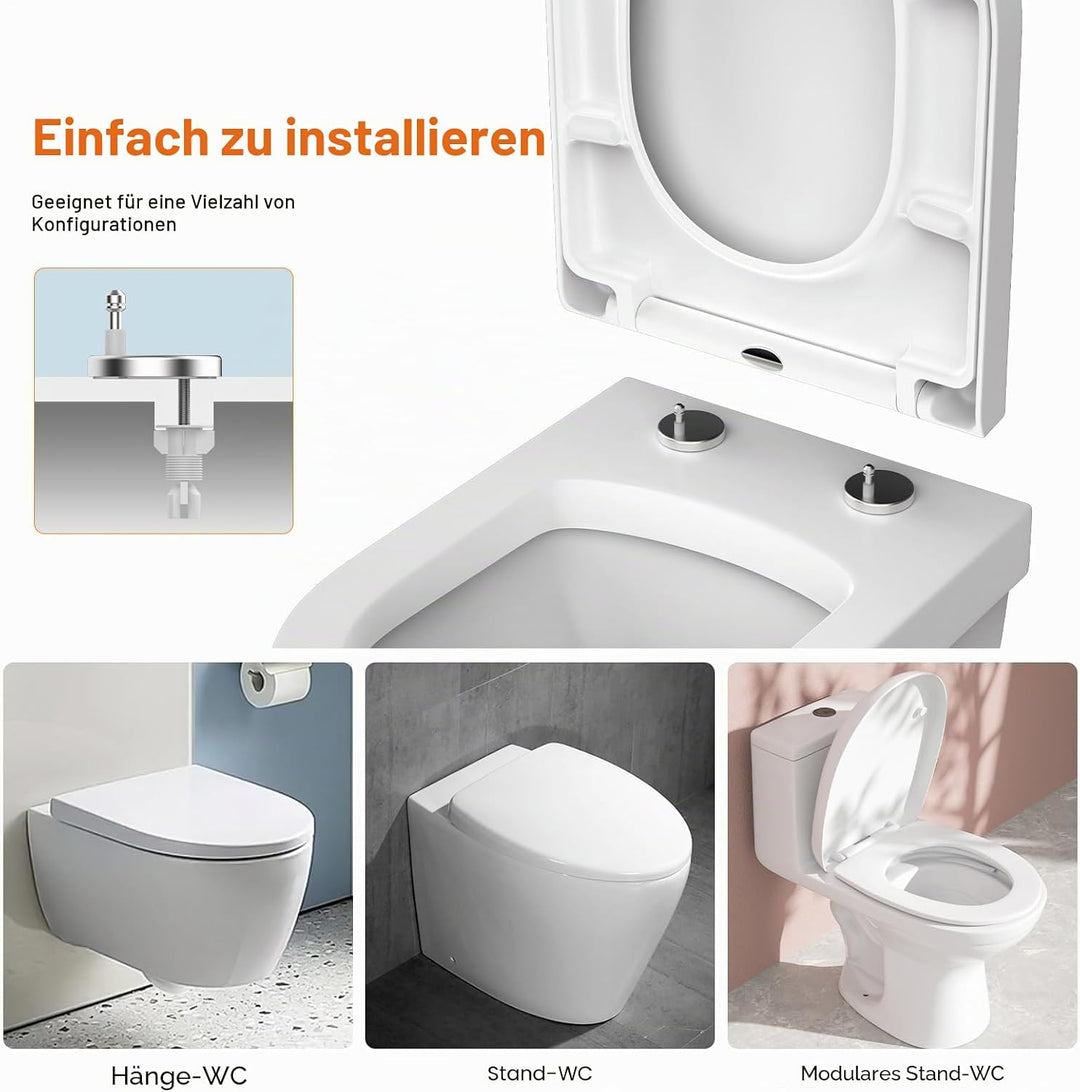 GRIFEMA WC Sitz mit Absenkautomatik-D Toilettendeckel Einfache Montage und Sauber, Klodeckel Quick-R