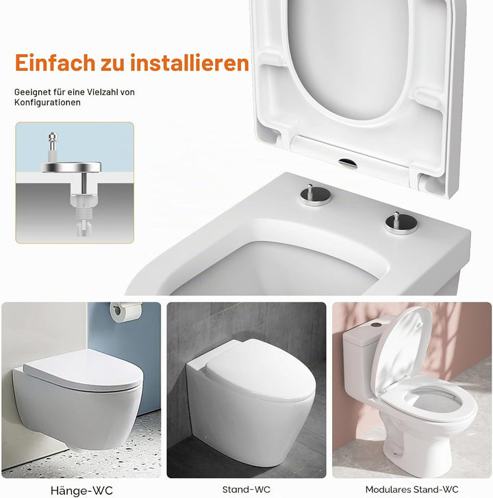 GRIFEMA WC Sitz mit Absenkautomatik-D Toilettendeckel Einfache Montage und Sauber, Klodeckel Quick-R