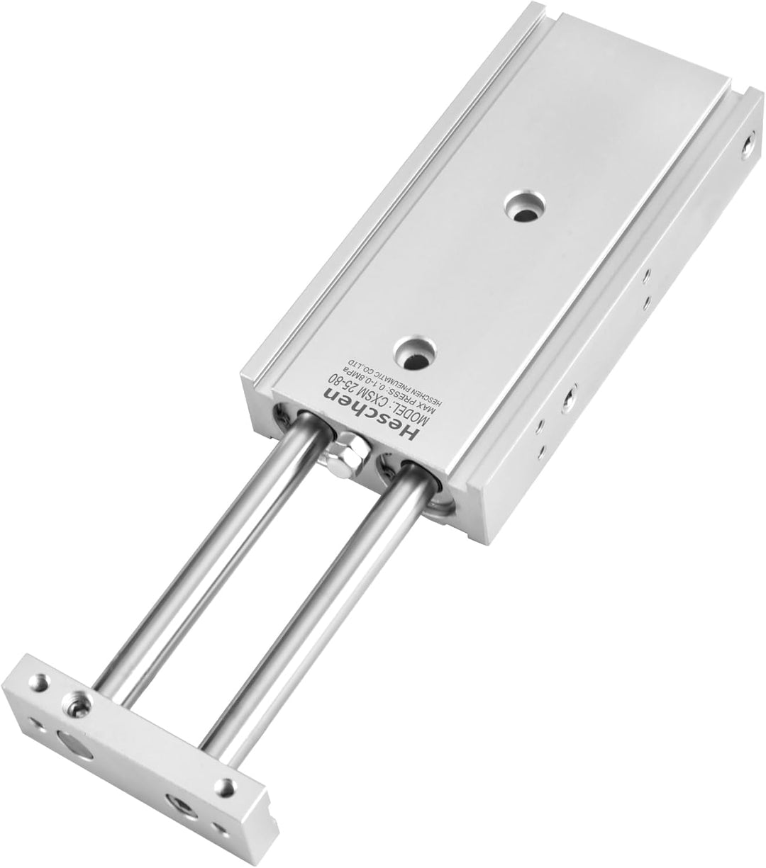 Heschen Doppelter Aluminium-Luftzylinder CXSM 25-80, Führungsstangen-Platte, Doppelstabgeführt, Pneu