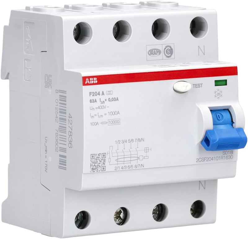 ABB F200 RCCB, 4-polig, 63A, 30mA Typ A CE 230V ac Einzelpack Single, Einzelpack Single