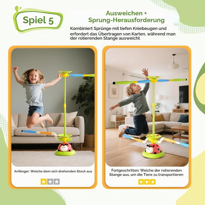 RoserRose 5-in-1 Outdoor Spiele für Kinder, Rakete Spielzeug, Springseil, Ringwurfspiel, Ausweich Sp