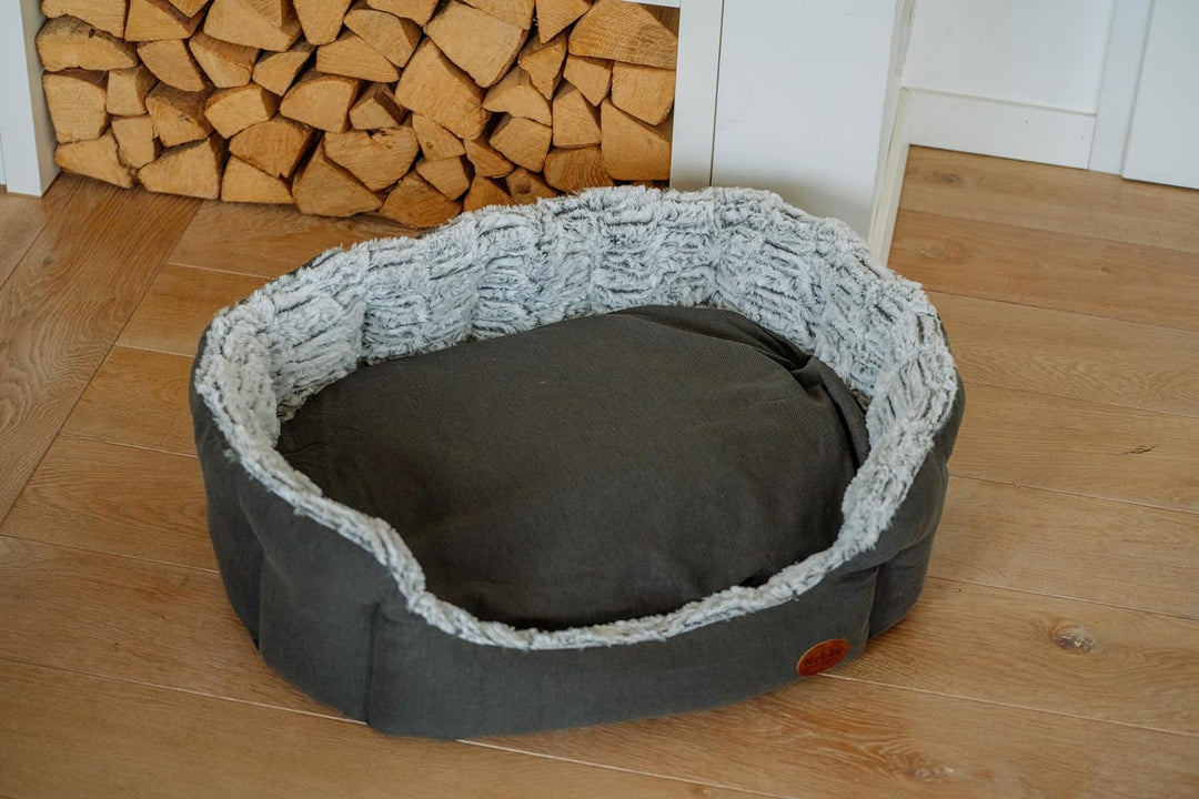 Nobby Komfort Bett oval "CACHO" dunkelgrau L x B x H: 86 x 70 x 24 cm dunkelgrau 86 x 70 x 24 cm, du