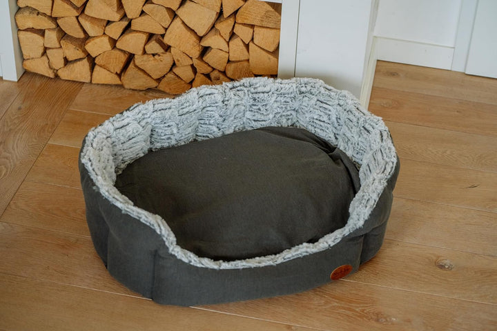 Nobby Komfort Bett oval "CACHO" dunkelgrau L x B x H: 86 x 70 x 24 cm dunkelgrau 86 x 70 x 24 cm, du