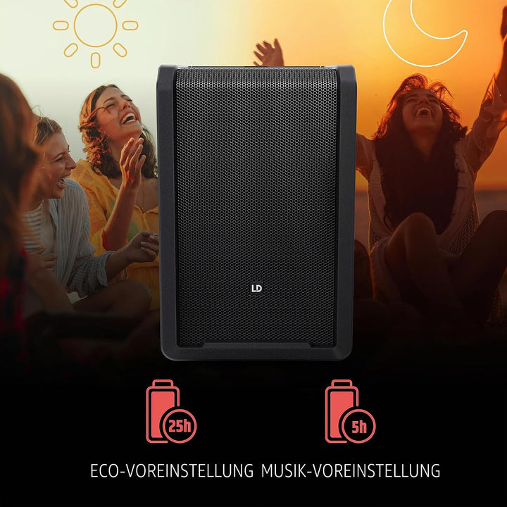 LD Systems ANNY 10 HHD Mobiler Bluetooth PA-Lautsprecher mit Akku, Mixer und 1x Funkmikrofon 823-832