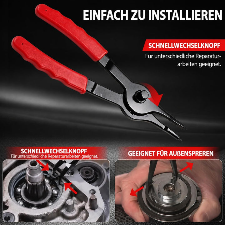Sicherungsringzangen Set, Seegerringzange Innen und Aussen Schwerlast, Gerade und Gebogene Sprengrin