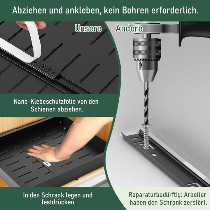 Ausziehbare Schubladen, Vielseitiger Teleskopschublade Küchen Organizer | Verstellbare Breite 32–52
