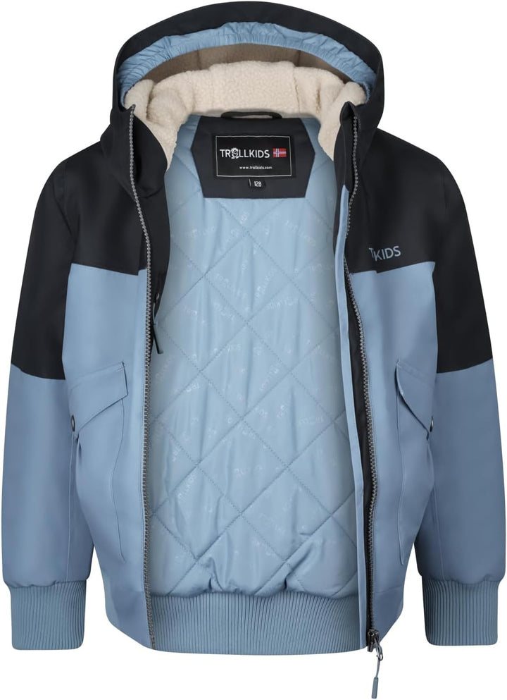 Trollkids wasserdichte atmungsaktive Kinder Jacke GRIMSTAD 110 black/steel blue/desert, 110 black/st