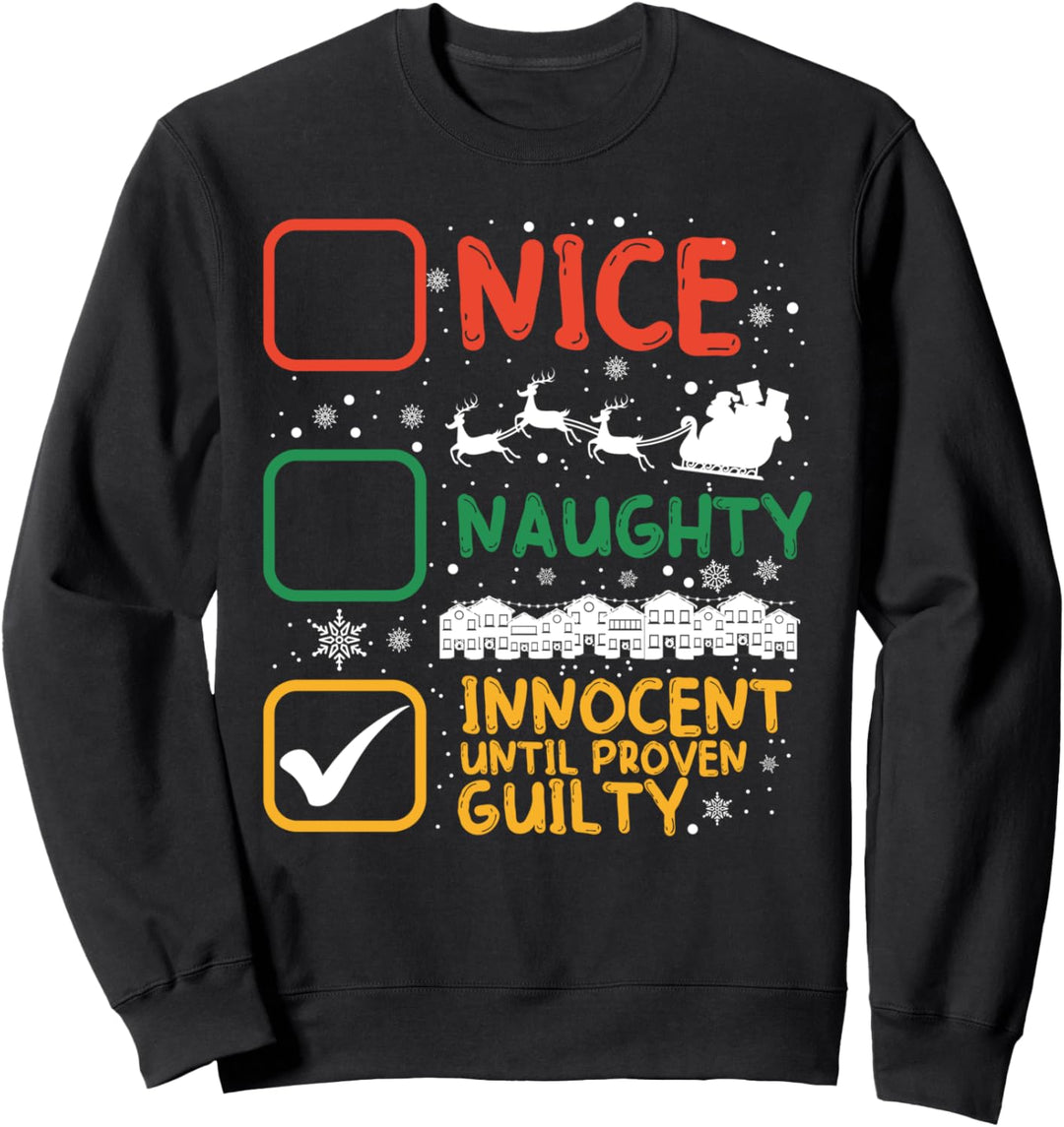 Artig Oder Unartig Weihnachtsmann Liste Schneeflocken Sweatshirt