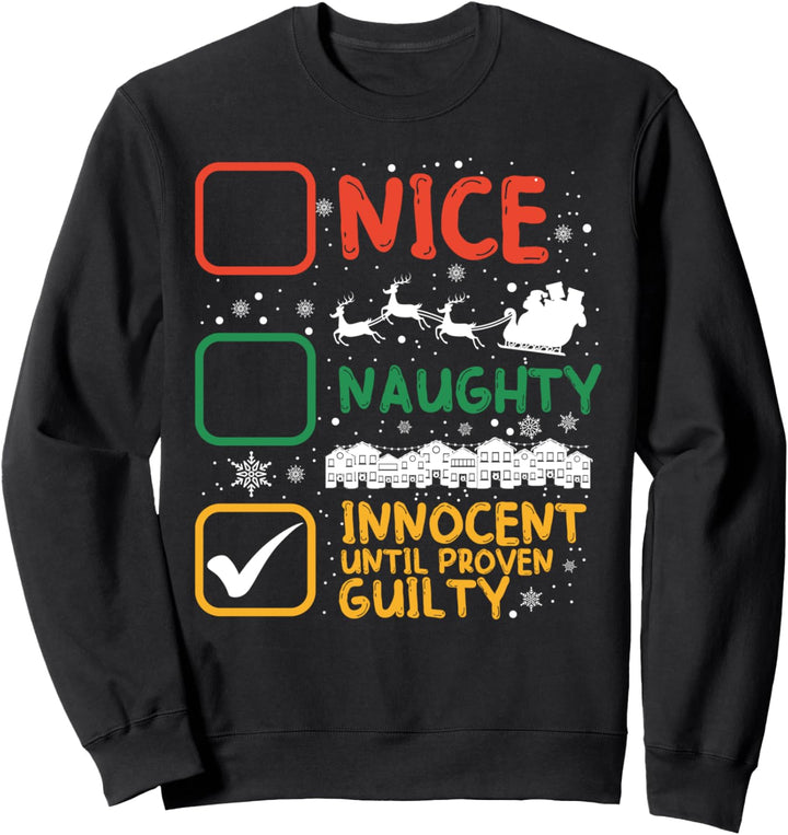 Artig Oder Unartig Weihnachtsmann Liste Schneeflocken Sweatshirt