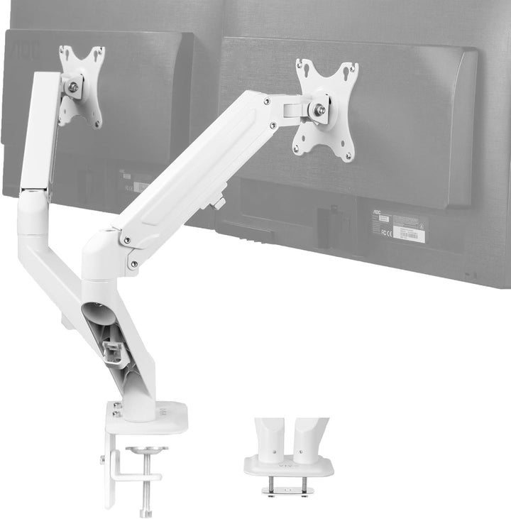 VIVO Articulating Dual 17 bis 27 Zoll pneumatischer Federarm Klemmhalterung für 2 Monitor-Bildschirm